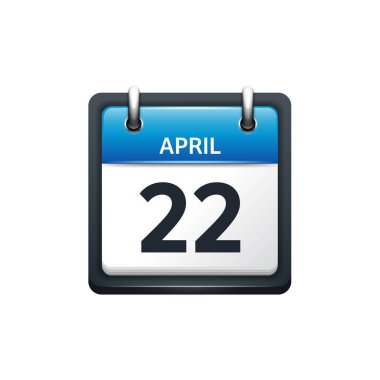 22 Nisan. Takvim simgesini. Vektör çizim, düz stil. Ay ve tarih... Sunday,Monday,Tuesday,Wednesday,Thursday,Friday,Saturday.Week,Weekend,Red mektup gün. 2017,2018 yıl. Tatil.