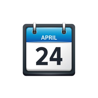 24 Nisan. Takvim simgesini. Vektör çizim, düz stil. Ay ve tarih... Sunday,Monday,Tuesday,Wednesday,Thursday,Friday,Saturday.Week,Weekend,Red mektup gün. 2017,2018 yıl. Tatil.