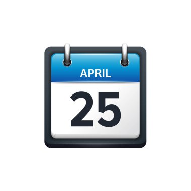 25 Nisan. Takvim simgesini. Vektör çizim, düz stil. Ay ve tarih... Sunday,Monday,Tuesday,Wednesday,Thursday,Friday,Saturday.Week,Weekend,Red mektup gün. 2017,2018 yıl. Tatil.