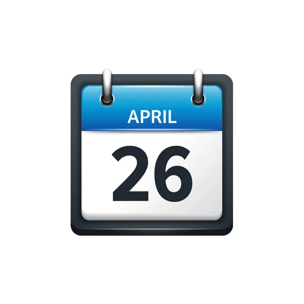 4 月 26 日。カレンダーのアイコン。ベクトル図、フラット スタイル。月と日付.Sunday,Monday,Tuesday,Wednesday,Thursday,Friday,Saturday.Week,weekend,red 文字の日。2017,2018 年。休日. — ストックベクタ