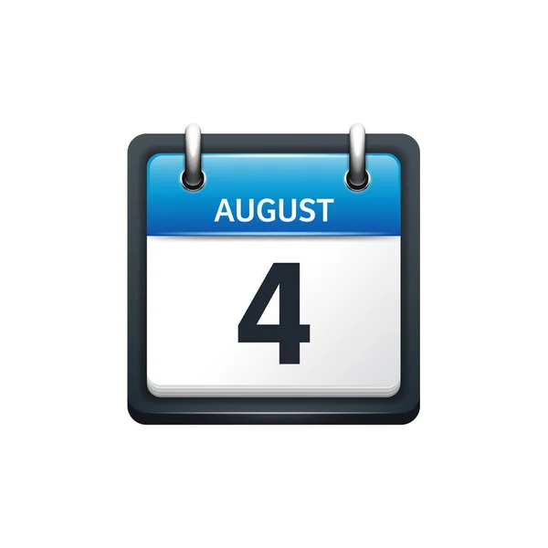 8 月 4 日。カレンダーのアイコン。ベクトル図、フラット スタイル。月と日付。Sunday,Monday,Tuesday,Wednesday,Thursday,Friday,Saturday.Week,weekend,red 文字の日。2017,2018 年。休日. — ストックベクタ