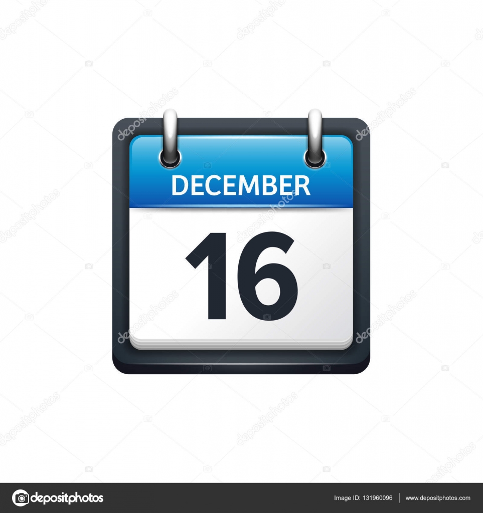 December 16 Calendar icon Vector illustration flat style Month and date Sunday Monday Tuesday December 16 Calendar icon Vector illustration flat style Month and date Sunday Monday Tuesday