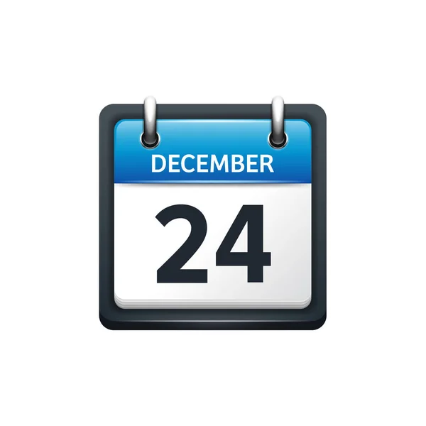 24 Desember. Calendar icon.Vector illustration, flat style.Month and date.Sunday, Monday, Tuesday, Wednesday, Thursday, Friday, Saturday.Week, weekend, red letter day. 2017.2018 year.Holidays . - Stok Vektor