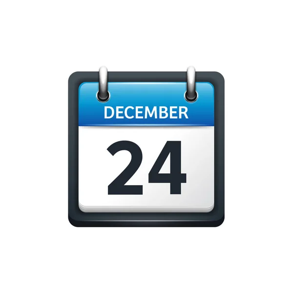 12 月 24 日。日历图标。矢量图，平面样式。月份和日期。Sunday,Monday,Tuesday,Wednesday,Thursday,Friday,Saturday.Week,weekend,red 天信。2017,2018 年。假期. — 图库矢量图片