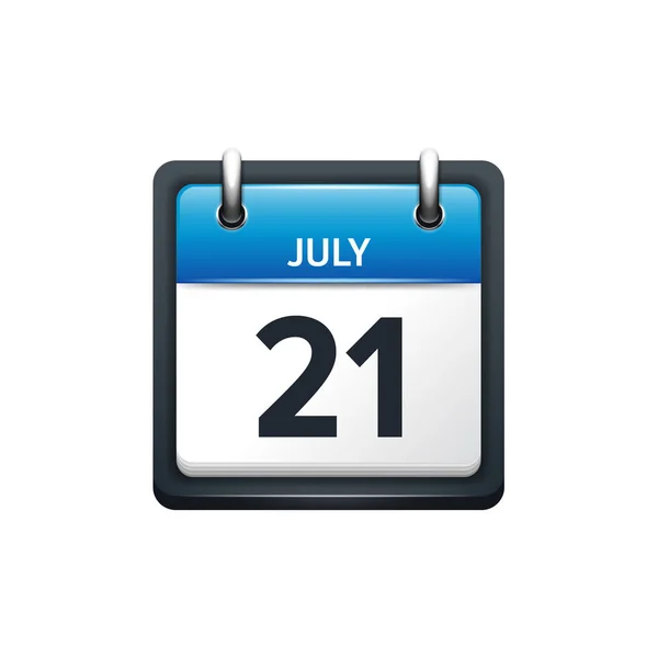 7 月 21 日。カレンダーのアイコン。ベクトル図、フラット スタイル。月と日付。Sunday,Monday,Tuesday,Wednesday,Thursday,Friday,Saturday.Week,weekend,red 文字の日。2017,2018 年。休日. — ストックベクタ