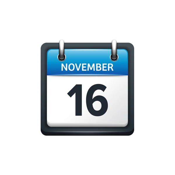 November 16. kalender icon.vector illustration, flat style.month and date.Sunday, Monday, Dienstag, Mittwoch, Donnerstag, Freitag, samstag.week, weekend, red letter day. 2017,2018 Jahr.Ferien. — Stockvektor