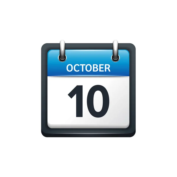 Oktober 10. kalender icon.vector illustration, flat style.month and date.Sunday, Monday, Dienstag, Mittwoch, Donnerstag, Freitag, samstag.week, weekend, red letter day. 2017,2018 Jahr.Ferien. — Stockvektor