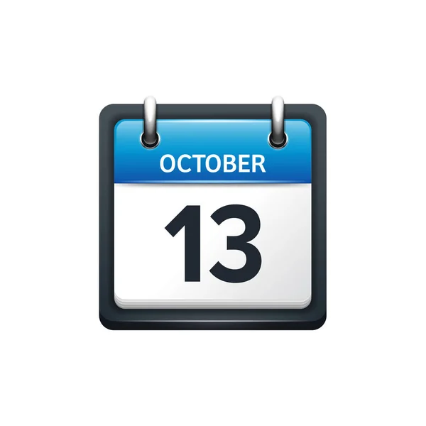 Oktober 13. kalender icon.vector illustration, flat style.month and date.Sunday, Monday, Dienstag, Mittwoch, Donnerstag, Freitag, samstag.week, weekend, red letter day. 2017,2018 Jahr.Ferien. — Stockvektor