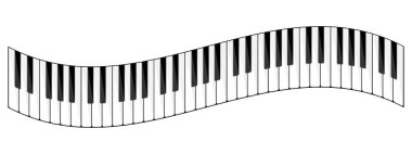 Vektör çizim. Müzikal düz arka plan. Anahtar, klavye. Melodi. Enstrüman.