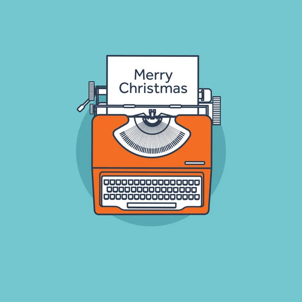 Máquina de escribir en un estilo plano. Lista de deseos navideños. Carta a Santa. Año nuevo. 2017. Vacaciones de diciembre . — Vector de stock