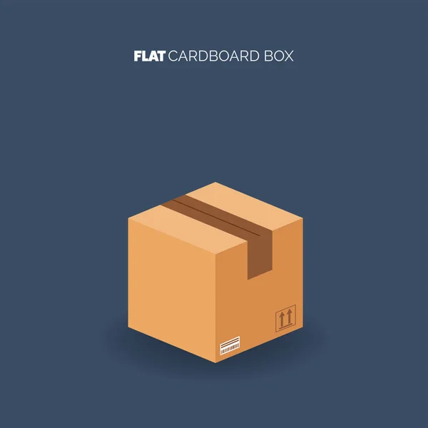 Kartonnen doos. Levering en verpakking. Vervoer, scheepvaart.Vlakke stijl. — Stockvector