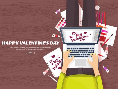 Düz arka plan ile kağıt, zarf. Aşk, kalpleri. Sevgililer günü. Benim sevgilim olmak. 14 Şubat. Vektör çizim.