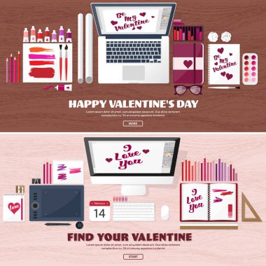 Düz arka plan ile kağıt, zarf. Aşk, kalpleri. Sevgililer günü. Benim sevgilim olmak. 14 Şubat. Vektör çizim.