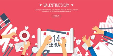 Düz arka plan ile kağıt, zarf. Aşk, kalpleri. Sevgililer günü. Benim sevgilim olmak. 14 Şubat. Vektör çizim.