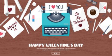 Düz arka plan daktilo ile. Aşk, kalpleri. Sevgililer günü. Benim sevgilim olmak. 14 Şubat. Vektör çizim. Tatil.