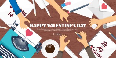 Düz arka plan daktilo ile. Aşk, kalpleri. Sevgililer günü. Benim sevgilim olmak. 14 Şubat. Vektör çizim. Tatil.