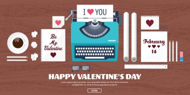 Düz arka plan daktilo ile. Aşk, kalpleri. Sevgililer günü. Benim sevgilim olmak. 14 Şubat. Vektör çizim. Tatil.