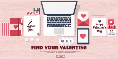 Düz arka plan ile kağıt, zarf. Aşk, kalpleri. Sevgililer günü. Benim sevgilim olmak. 14 Şubat. Vektör çizim.