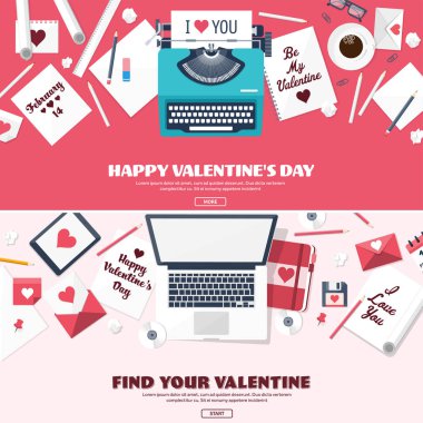 Düz arka plan daktilo ile. Aşk, kalpleri. Sevgililer günü. Benim sevgilim olmak. 14 Şubat. Vektör çizim. Tatil.