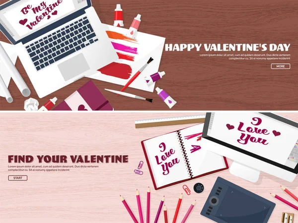 Fondo plano con papel, sobre. Amor, corazones. Día de San Valentín. Sé mi San Valentín. 14 febrero.Ilustración vectorial . — Foto de Stock