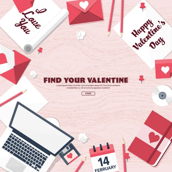Düz arka plan ile kağıt, zarf. Aşk, kalpleri. Sevgililer günü. Benim sevgilim olmak. 14 Şubat. Vektör çizim.