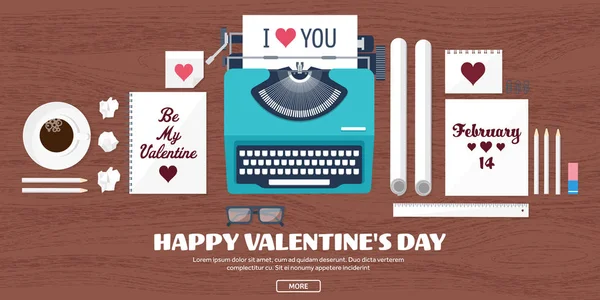 Düz arka plan daktilo ile. Aşk, kalpleri. Sevgililer günü. Benim sevgilim olmak. 14 Şubat. Vektör çizim. Tatil.