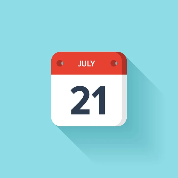 July 21. Isometric Calendar Icon With Shadow.Vector Illustration,Flat Style.Month and Date.Sunday,Monday,Tuesday,Wednesday,Thursday,Friday,Saturday.Week,Weekend,Red Letter Day. Holidays 2017. — Stock Vector