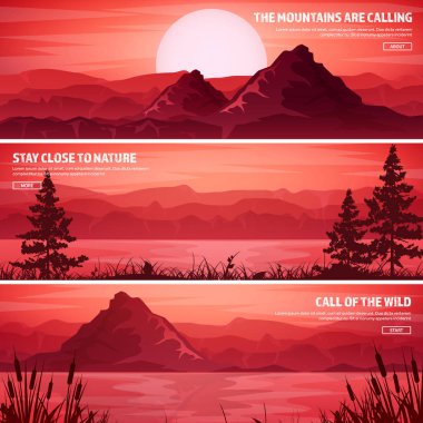 Dağ ve orman. Vahşi doğa manzara. Seyahat ve macera. Panorama. Ormana doğru. Ufuk çizgisi. Ağaçlar, fogfog.