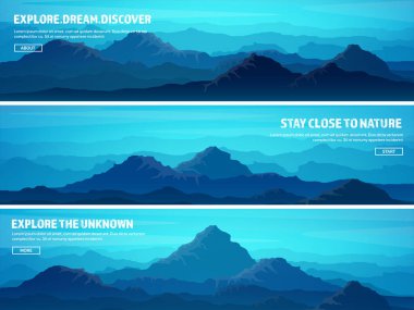 Dağ ve orman. Vahşi doğa manzara. Seyahat ve macera. Panorama. Ormana doğru. Ufuk çizgisi. Ağaçlar, sis, ahşap. Arka planlar se