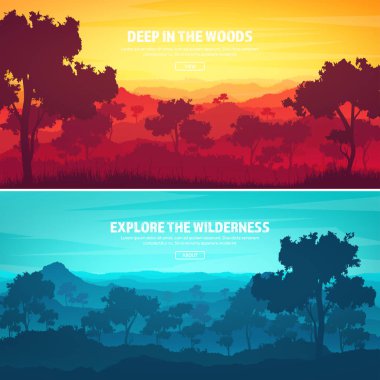 Dağ ve orman. Vahşi doğa manzara. Seyahat ve macera. Panorama. Ormana doğru. Ufuk çizgisi. Ağaçlar, sis, ahşap. Arka planlar se