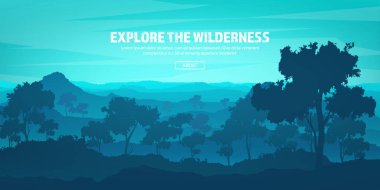 Dağ ve orman. Vahşi doğa manzara. Seyahat ve macera. Panorama. Ormana doğru. Ufuk çizgisi. Ağaçlar, sis, ahşap. Arka planlar se