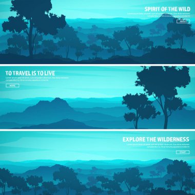 Dağ ve orman. Vahşi doğa manzara. Seyahat ve macera. Panorama. Ormana doğru. Ufuk çizgisi. Ağaçlar, sis, ahşap. Arka planlar se