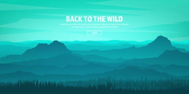 Dağ ve orman. Vahşi doğa manzara. Seyahat ve macera. Panorama. Ormana doğru. Ufuk çizgisi. Ağaçlar, sis, ahşap. Arka planlar se