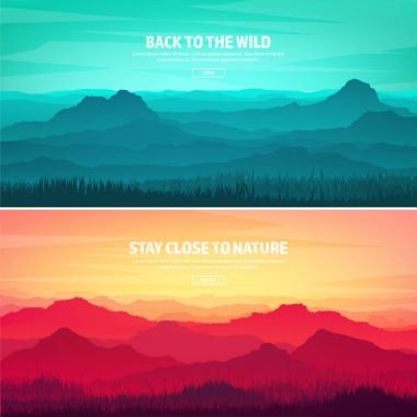 Mountains and forest. Wild nature landscape. Travel and adventure.Panorama. Into the woods. Horizon line.Trees,fog,wood.Backgrounds se clipart