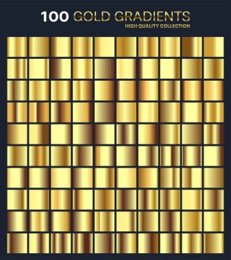 Altın, altın gradyan, desen, şablonu. Tasarım, kaliteli degradeler topluluğu için renk kümesi. Metalik doku, parlak arka plan. Saf metal. Metin, mockup, afiş, şerit veya süsleme için uygundur..