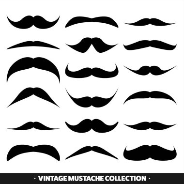 Beyaz izole bıyık. Siyah vektör vintage bıyık. Sakal. Kuaför Salonu. Retro koleksiyonu. Hipster sakal.