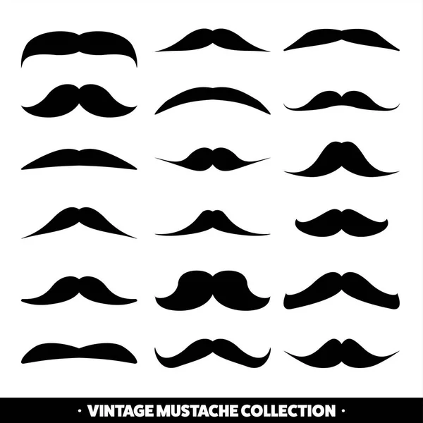 Mustache aislado en blanco. Negro vector vintage bigote. Cabello facial.Peluquería. Colección retro. Barba Hipster . — Vector de stock