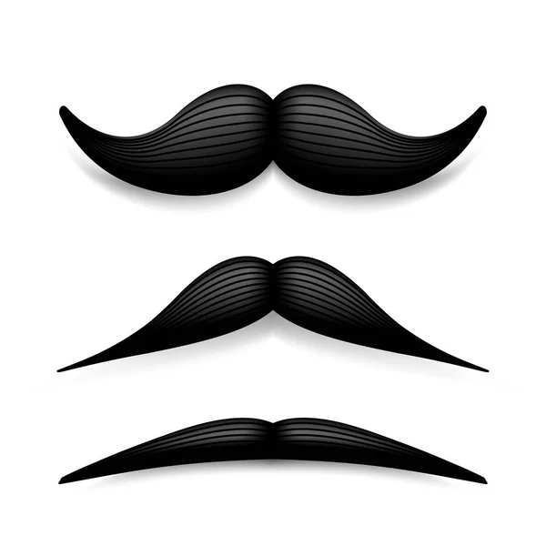 Mustasch isolerade på vitt. Svart vektor vintage mustasch. Ansiktshår. Frisörsalong. Retro collection. Hipster skägg. — Stock vektor