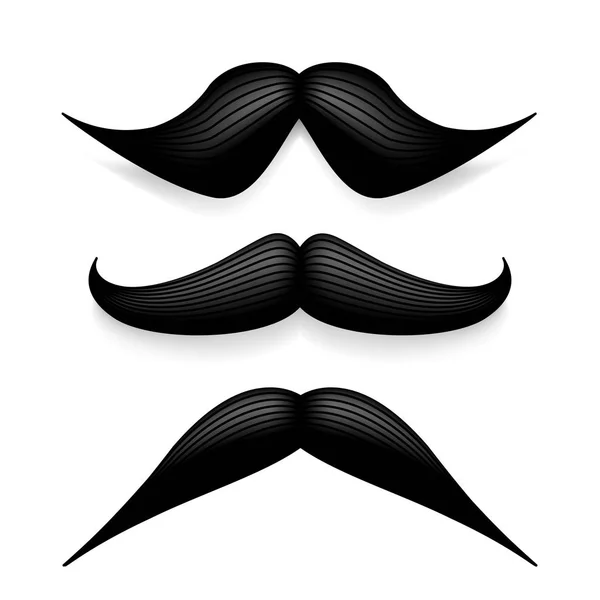 Moustache isolée sur blanc. Moustache vintage vectorielle noire. Cheveux du visage.Salon de coiffure. Collection rétro. Barbe de Hipster . — Image vectorielle