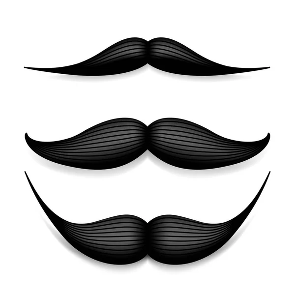 Mustache isolado em branco. Bigode preto vetor vintage. Cabelo facial. Barbeiro. Coleção retrô. Barba de Hipster . — Vetor de Stock