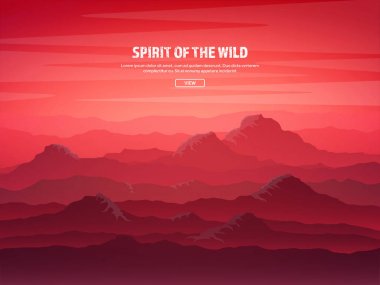 Dağ ve orman. Vahşi doğa manzara. Seyahat ve macera. Panorama. Ormana doğru. Ufuk çizgisi. Ağaçlar, fogfog.