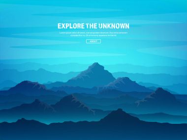 Dağ ve orman. Vahşi doğa manzara. Seyahat ve macera. Panorama. Ormana doğru. Ufuk çizgisi. Ağaçlar, fogfog.