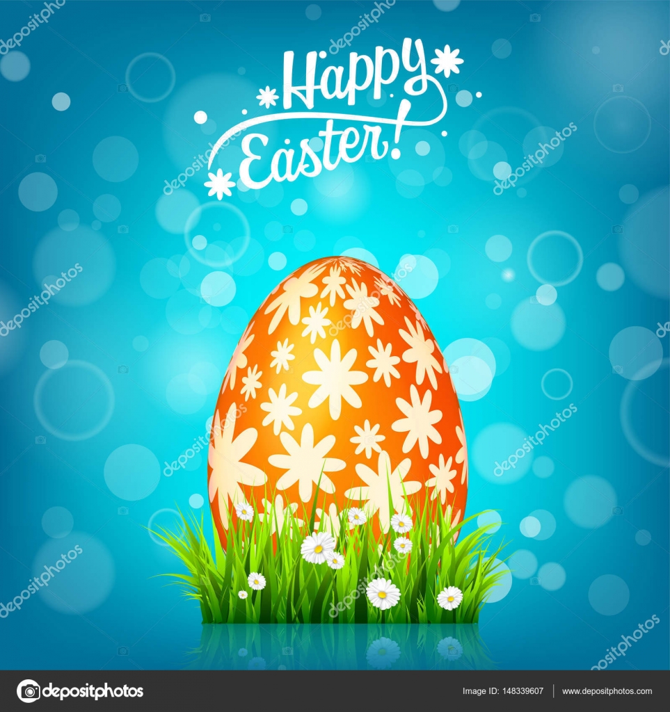 Easter Egg Hunt Blue Background April Holidays Flowers And Grass Abstract Banner Card Spring Time Celebration Vector Image By C Floral Set Vector Stock
