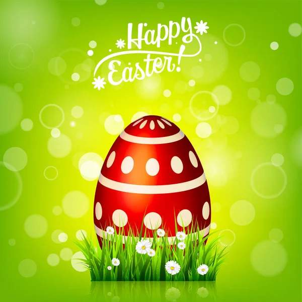 Caza de huevos de Pascua. Fondo verde. Vacaciones de abril. Flores y hierba. Banner abstracto, tarjeta. Primavera. Celebración . — Vector de stock