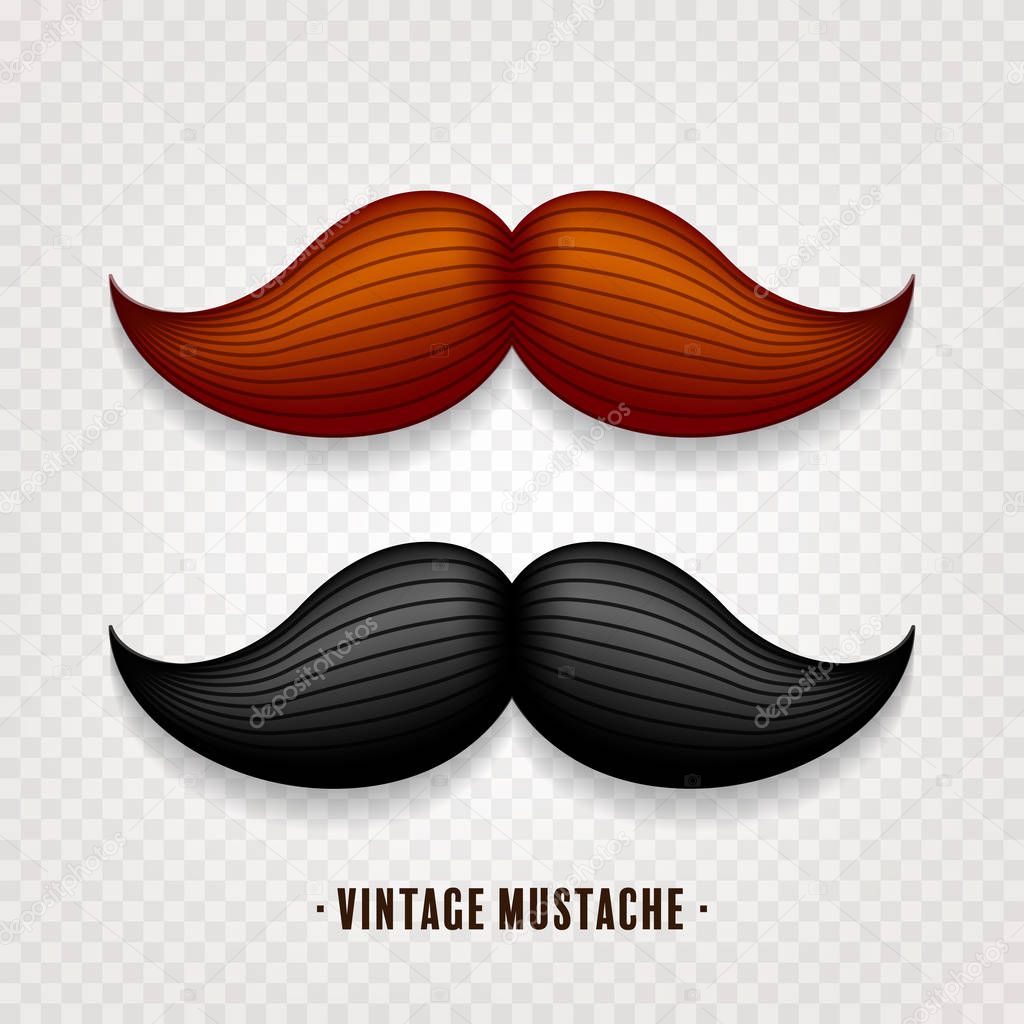 Mustache isolated on white. Black and brown vector vintage moustache. Facial hair.Barber shop. Retro collection. Hipster beard.