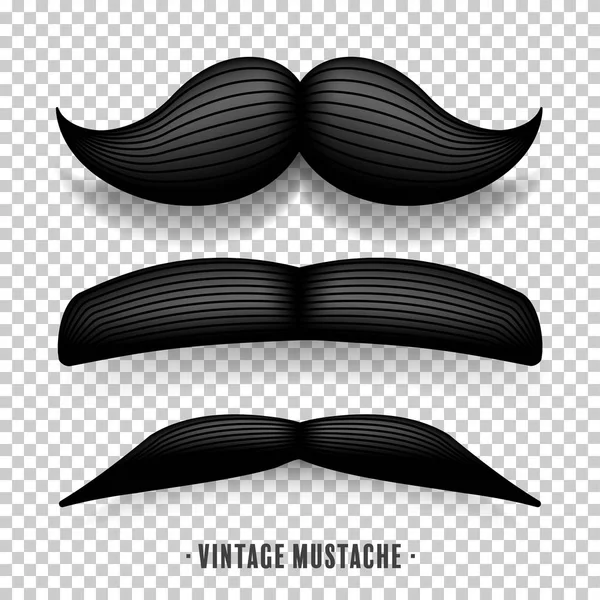 Moustache isolée sur blanc. Moustache vintage vectorielle noire. Cheveux du visage.Salon de coiffure. Collection rétro. Barbe de Hipster . — Image vectorielle