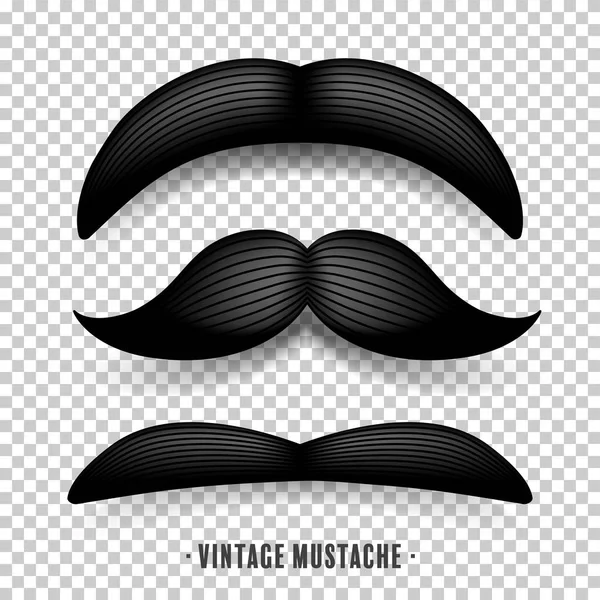 Mustache isolated on white. Black vector vintage moustache. Facial hair.Barber shop. Retro collection. Hipster beard. — Stock Vector