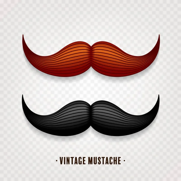 Moustache isolée sur blanc. Moustache vintage vecteur noir et marron. Cheveux du visage.Salon de coiffure. Collection rétro. Barbe de Hipster . — Image vectorielle