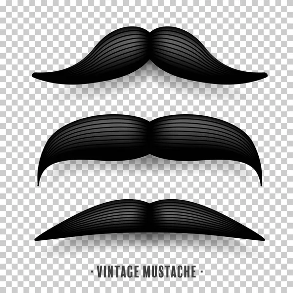 Mustache aislado en blanco. Negro vector vintage bigote. Cabello facial.Peluquería. Colección retro. Barba Hipster . — Vector de stock