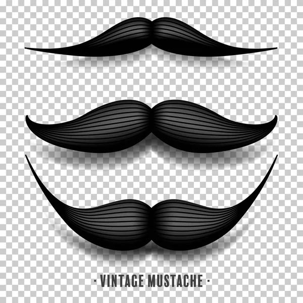 Mustache isolated on white. Black vector vintage moustache. Facial hair.Barber shop. Retro collection. Hipster beard. — Stock Vector